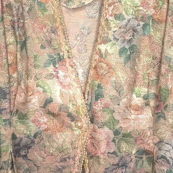 Vintage Nah Nah Collections Brocade 80's Jacket 22 Pink Floral  Beaded Womens - Picture 5 of 9